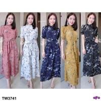 ราคา Maxxi Dress แม็กซี่เดรสยาว งานผ้าโรนัลโด้ พิมพ์ลายดอกไม้ทั้งชุด แขนจั้้ม คอจั้ม มาพร้อมสายผูกเอวแยกชิ้นกัน (699232071)