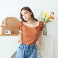 ราคา เสื้อครอปสีส้ม/อิฐ** (56406773526)