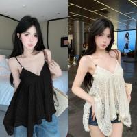 ราคา 9613# เสื้อสายเดี่ยว ซีทรูลายฉลุ สวยแซ่บ ใส่เที่ยวทะเล ด้านหลังเป็นขอบยางยืด (40608036593)
