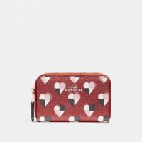 ราคา Coach Zip around coin case with checker heart print (1009279462)