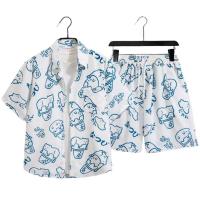 ราคา เสื้อลูกไม้ เสื้อผ้า ชุดพิมพ์ลายการ์ตูนแมวเสื้อเชิ้ตลายดอกไม้แขนสั้นชายหญิงคู่รักฮาวายชายหาดวันหยุดสงกรานต์สไตล์ไทย (53557340518)