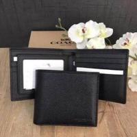 ราคา [ของแท้ % จากอเมริกา ] F59112 กระเป๋าสตางค์ชาย Coach หนังแท้ สีน้ำดำ แบบถอดไส้ ได้ (2912337242)