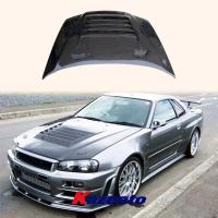 ราคา For Nissan Skyline R34 GTR Only NIS Style Carbon Fiber Hood Bonnet Body Kit (44902495794)