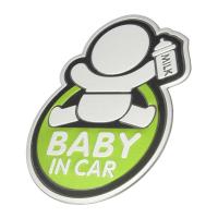 ราคา 1pcs สติ๊กเกอร์ติดรถ baby in car เบบี้อินคาร์ โลโก้อลูมิเนียมติดรถยนต์ ขนาด 10x7.5 ซม. (5543573148)