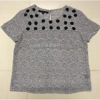 ราคา เสื้อชีฟอง CPS ลายดอกดำขาว size M สภาพใหม่ (4745454776)