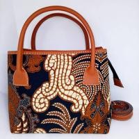 ราคา กระเป๋าผ้าบาติกนามธรรมสีน้ําตาลพร้อมที่จับไวนิล (4982475416)