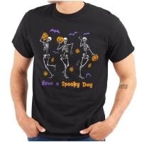 ราคา เสื้อยืดคอกลมลายเต้นรำโครงกระดูกฮาโลวีน สำหรับผู้หญิงหรือผู้ชาย (46806230073)