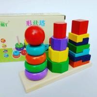 ราคา บล็อกไม้สวมหลักรูปทรง 3 เสา (กลาง)​ (2761127645)