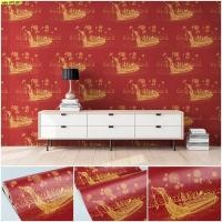 ราคา วอลเปเปอร์ติดผนัง ลายเรือสุพรรณหงส์ สีทองพื้นแดง JPS201 (5557691807)
