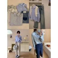 ราคา 13516 GERMAN COLLAR PLAid SHIRT WITH LONG SLEEVES WITH CHEST POCKET (26437976952)