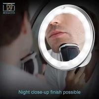 ราคา XUESHAN กระจกแต่งหน้าหมุนได้ 360 องศา 10 เท่ากระจกโต๊ะเครื่องแป้งแว่นขยาย, ไฟ LED ส่องสว่างถ้วยดูดการควบคุมแบบสัมผัสกระจกแต่งหน้าขยาย (56957659018)