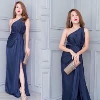 ราคา เดรสราตรียาวไหล่เบี่ยง ชุดออกงาน ชุดราตรียาว ชุดบายเนียร์ เดรสราตรี (7879645799)