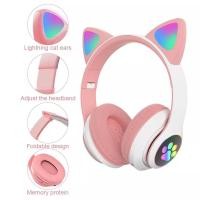 ราคา หูฟังบลูทูธไร้สาย แบบครอบหู พร้อมไมค์ ไฟแฟลช LED ลายแมวน่ารัก หูฟังไร้สาย หูแมว มีไมค์ในตัว มีไฟ (13496853560)