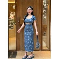 ราคา Nicha Set2ชิ้น เสื้อครอปแขนกระปุกกระดุมหน้า กระโปรงยาวซิปข้าง ผ่าซ้ายขวาผ้านำเข้าสกรีนลายโบว์ทั้งชุด (28172582120)