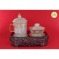 ราคา ชุดแก้วมัค แก้วชาจีน เบญจรงค์ กี๋มุก สำหรับถวายน้ำพระสงฆ์ (3300439816)