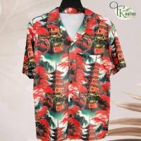 ราคา เสื้อเชิ้ตฮาวาย ลายปราสาทญี่ปุ่น (พื้นสีเขียวแดง) ผ้าไหมอิตาลี (27294415616)