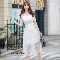 ราคา เดรส 2 ชิ้น เดรสลูกไม้+เดรสซับใน มือ1 ป้ายห้อย งานป้าย Orange Juice size m ราคา 270฿ (4088693528)