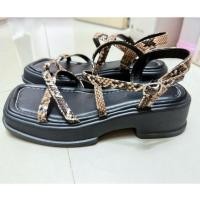 ราคา รองเท้าส้นสูง 2 นิ้ว เบอร์ 37 ลายเสือ สีดำ (42963575383)