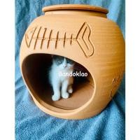 ราคา โอ่งแมว บ้านแมวดินเผา ที่นอนแมว บ้านแมว โอ่งดินเผา 35cm (16073880837)