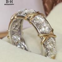 ราคา broadhappyแฟชั่นเต็ม Cubic Z Irconia CZ ข้ามแหวนทองคำขาวชุบเลดี้ แหวนเกลี้ยง (1803428391)