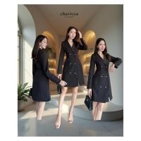 ราคา [เช็คสินค้าก่อนสั่ง] งานป้าย Charissa Dress เดรสสั้นแขนยาว สีดำ #10025 #Nov (56201926855)
