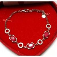 ราคา TANITTgems สร้อยข้อมือเงินแท้ Silver92.5%ประดับพลอยทับทิมแท้พร้อมใบรับประกันสินค้า (6572104717)