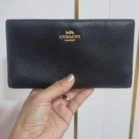 ราคา COACH Long Wallet กระเป๋าสตางค์ผู้หญิงหนังแท้สีดำ รุ่น Slim Leather มือ2 (41456728068)