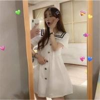 ราคา เดรสทหารเรือ สีขาวตัดขอบดำสไตล์เกาหลี (6307920467)