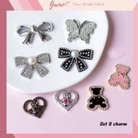 ราคา ชุดสติ๊กเกอร์ 8 ชิ้น เครื่องราง 3D พร้อมโบว์และธีมหมีพลาสติกแข็งติดรองเท้าแตะ Cross รองเท้าแตะ Gamo Crocodile JB-389 (42322699405)