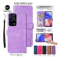 ราคา Oppo A55 (6.51 นิ้ว) กระเป๋าสตางค์ปลอกหนัง Dompet กระเป๋าสตางค์หนัง Flip Case Oppo A55 Casing hp Leather Wallet Leather Flip Cover Wallet (24747753297)
