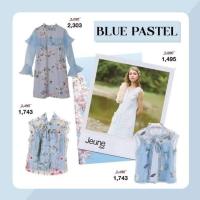 ราคา เดรสสีฟ้าลายดอกแขนยาวแต่งชีฟองระบายตรงอก ไซส์ L ป้าย Jeune Weekend มือ1 ป้ายห้อย (28965665029)