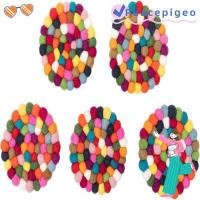 ราคา PEACEPIGEO 5 ชิ้น Felt Coaster Pads, Rotundity Wool Felt Round Felt Ball Coasters,แฟชั่นสีสัน 4 นิ้วHandmade Wool Felt Small Cup Mat Table (49201012798)