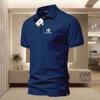 ราคา เสื้อยืด POLO collar Text Logo Left Converse White Adult Collar Shirt / เสื้อโปโลผู้ชาย Wangki (51606868577)