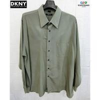 ราคา DKNY แท้ อก 54 เสื้อเชิ๊ตแขนยาวสีเทาอมเขียวขี้ม้า (9566676655)