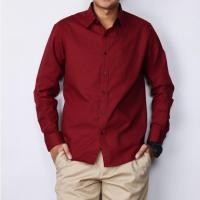 ราคา เสื้อเชิ้ตแขนยาวคอปกสีแดง ไซส์ M-5XL ผ้าoxford (4219361771)