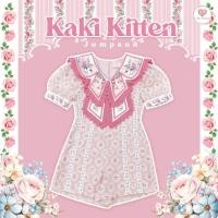 ราคา (มี2XL) Kaki Kitten Jumpsuit จั๊มสูทสีชมพูผ้าชีฟองพิมพ์ลายมีกระเป๋าข้าง ปกใหญ่น้องแมว ซิปหลัง มีซับใน (26884125218)