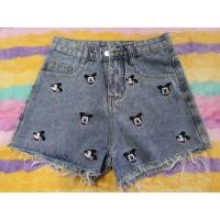 ราคา กางเกงยีนส์สั้น ปักลายมิกกี้เมาส์ size s (14170693393)