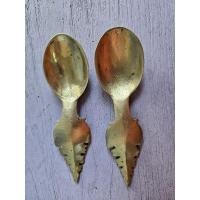 ราคา ช้อนทองเหลือง โบราณ มือสอง ด้ามใบไม้ (21783713947)