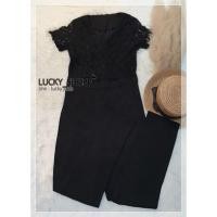 ราคา "จั้มสูทกางเกงขายาว ลูกไม้สีดำแขนสั้น" (1058495419)