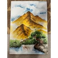 ราคา ภาพวาดภูเขาทอง ภาพธรรมชาติ ภาพวาดสีน้ำ ขนาดA4 นำไปใส่กรอบตกแต่งให้สวยงาม (25340574512)