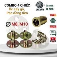 ราคา COMBO สกรูไม้ 4 ตัว M8 เหรียญ M10 Pas ใช้ติดล้อ ปรับขาเป็นไม้ได้ (42410949709)