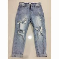ราคา กางเกงยีนส์เอวสูง Jeans house มือสอง เซอร์ๆขาดๆ size m (1833953548)