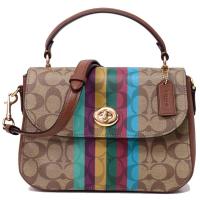 ราคา กระเป๋า coach มือ2 แท้ % รุ่น MARLIE TOP HANDLE SATCHEL IN SIGNATURE CANVAS WITH STRIPE (COACH C5644) แท้% (23907195681)