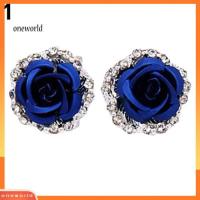 ราคา วันเวิลด์ Elegant Rose ดอกไม้ Rhinestone Ear Stud สำหรับผู้หญิง (57407779104)