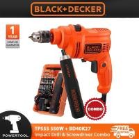 ราคา BLACK & DECKER TP555-XD 550W 10MM สว่านกระแทกแบบมีสาย COMBO BD40K27 ไขควงอัจฉริยะไร้สาย ( TP555 + BD40) (26841206331)