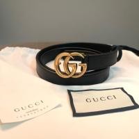 ราคา Used!! Gucci black leather belt with double g buckle size 75 กว้าง 2 ซม. (6238046330)