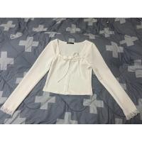 ราคา เสื้อสีขาวแขนยาวลูกไม้ผูกโบว์ข้างหน้า (40704522619)