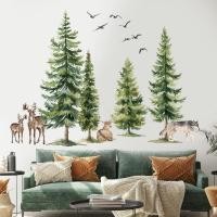 ราคา Green Pine Tree สติ๊กเกอร์ติดผนัง Woodland สัตว์ Wall Decal Peel และ Stick Forest Wall Art ภาพจิตรกรรมฝาผนังกวางหมาป่านกสติ๊กเกอร์ติดผนังสําหรับตกแต่งห้องนอน (57657442932)