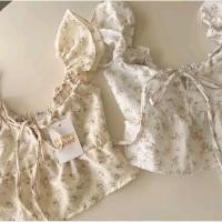 ราคา ส่งต่อ(ไม่เคยใส่เลย) Ella Flower Crop สีขาว สายเดี่ยว แขนระบาย ด้านหน้าผูกโบว์ (19193688754)