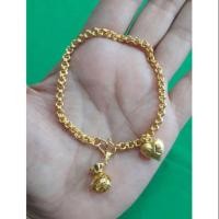 ราคา สร้อยข้อมือสีทอง7"ห้อยจี้ถุงเงินถุงทองห้อยจี้หัวใจ G0215 (1074572813)